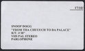 Snoop Doggy Dogg From Tha Chuuuch To Da Place UK Promo video (VHS or PAL or NTSC) SDDVIFR255479