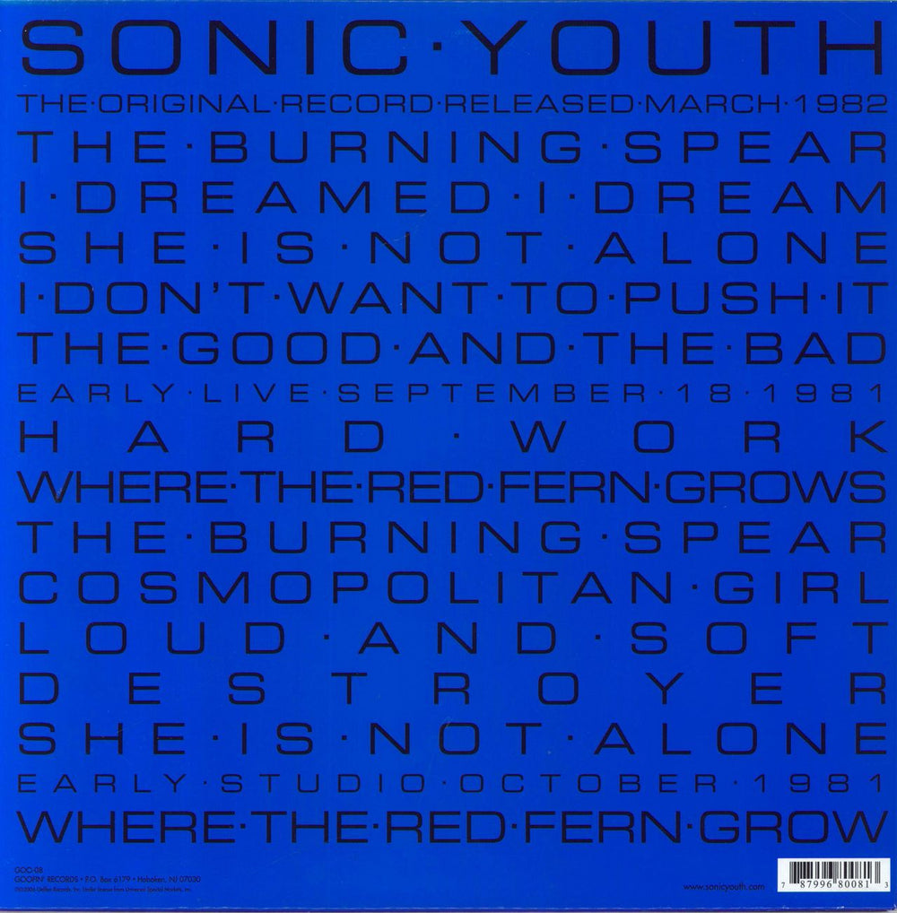 Sonic Youth Sonic Youth US 2-LP vinyl record set (Double LP Album) 787996800813