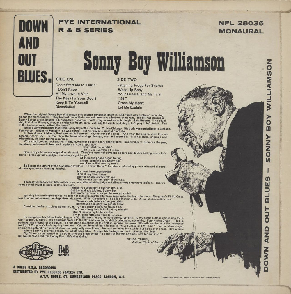 Sonny Boy Williamson Down And Out Blues - 1st UK vinyl LP album (LP record)