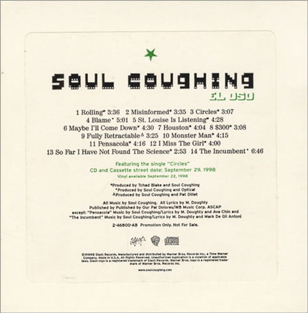 Soul Coughing El Oso US Promo CD album (CDLP) 2-46800-AB