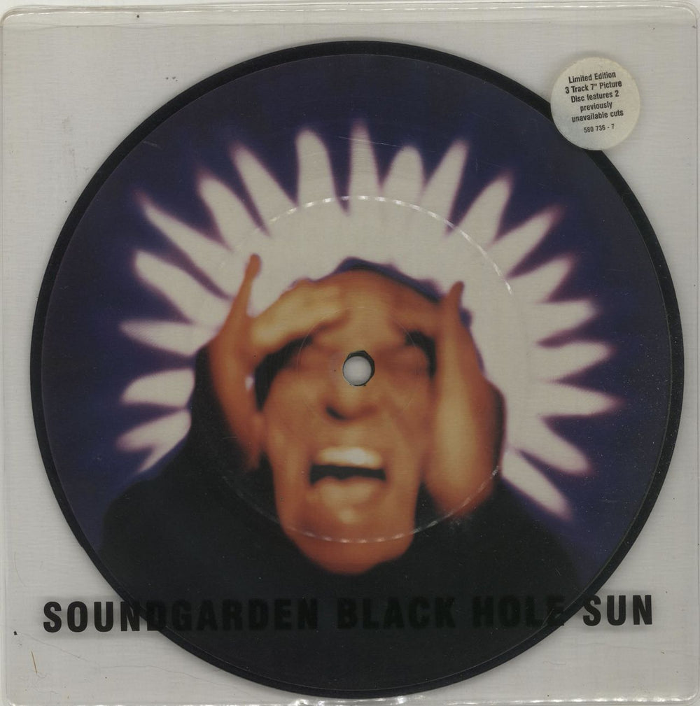 Soundgarden Black Hole Sun - Stickered PVC Sleeve UK 7" vinyl picture disc (7 inch picture disc single) 580736-7