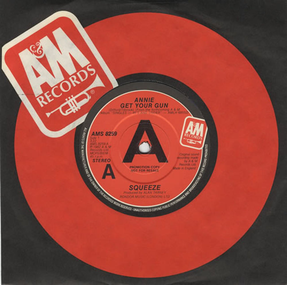 Squeeze Annie Get Your Gun - 'A' label UK Promo 7" vinyl single (7 inch record / 45) AMS8259