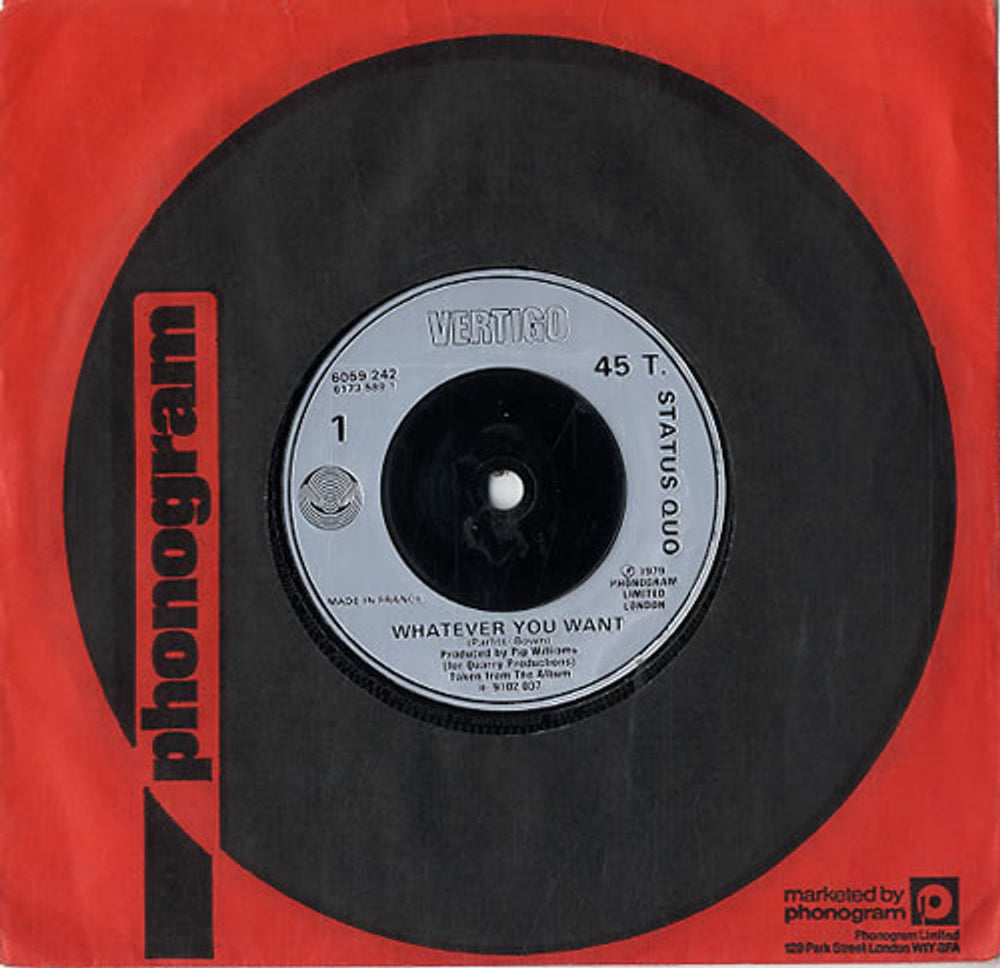 Status Quo Whatever You Want UK 7" vinyl single (7 inch record / 45) 6059242