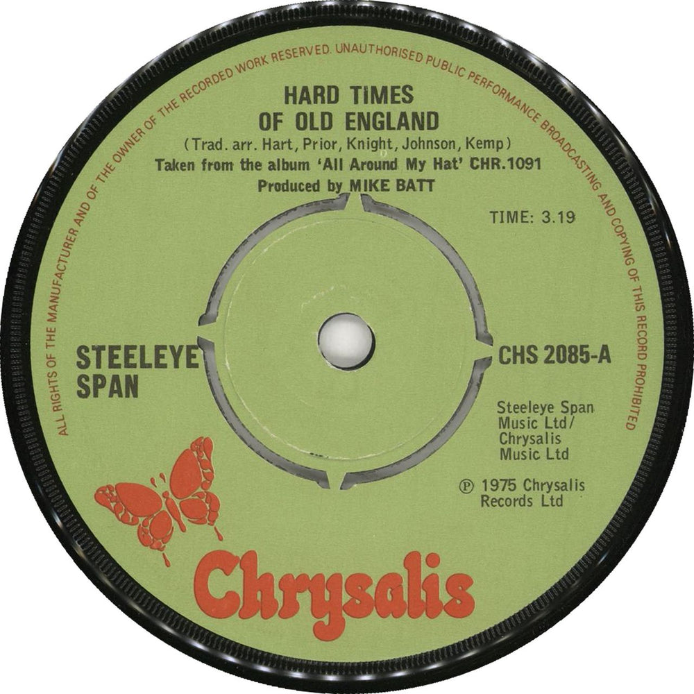 Steeleye Span Hard Times Of Old England UK 7" vinyl single (7 inch record / 45) CHS2085