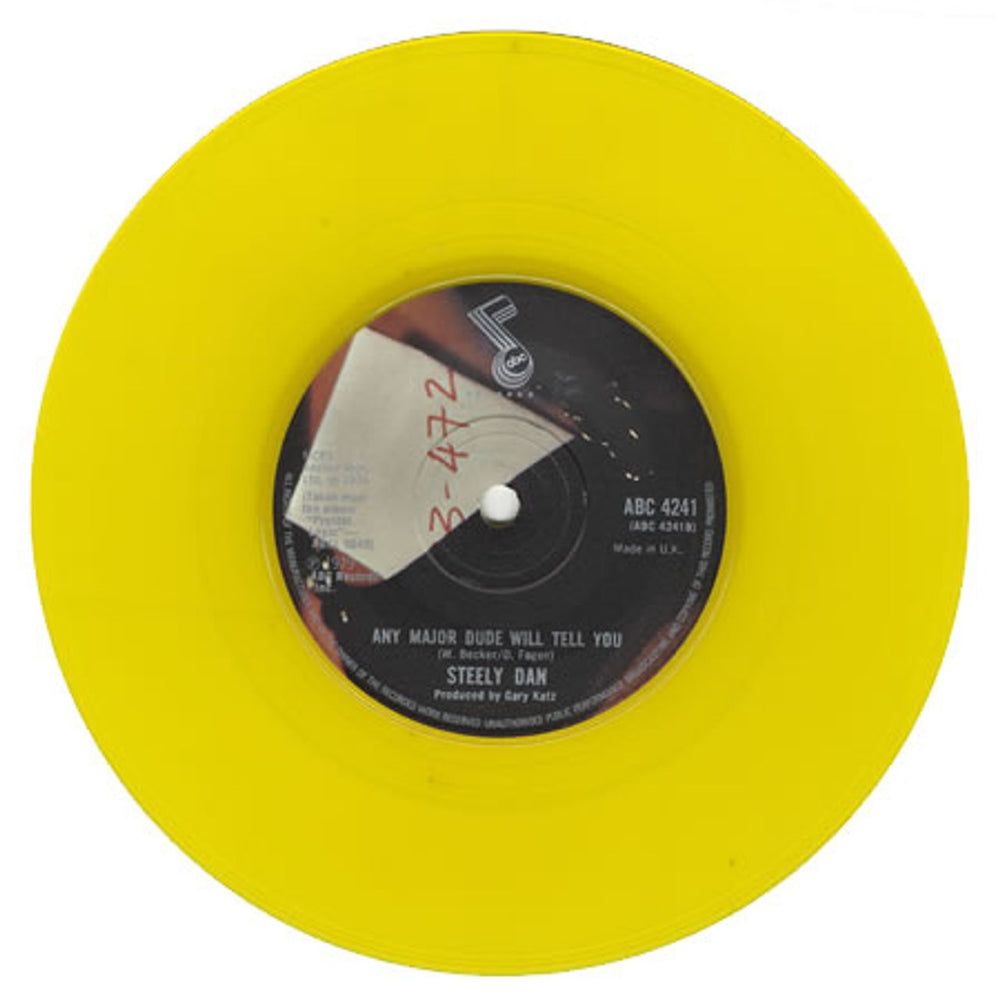 Steely Dan Rikki Don't Lose That Number - Yellow UK 7" vinyl single (7 inch record / 45) S-D07RI156582