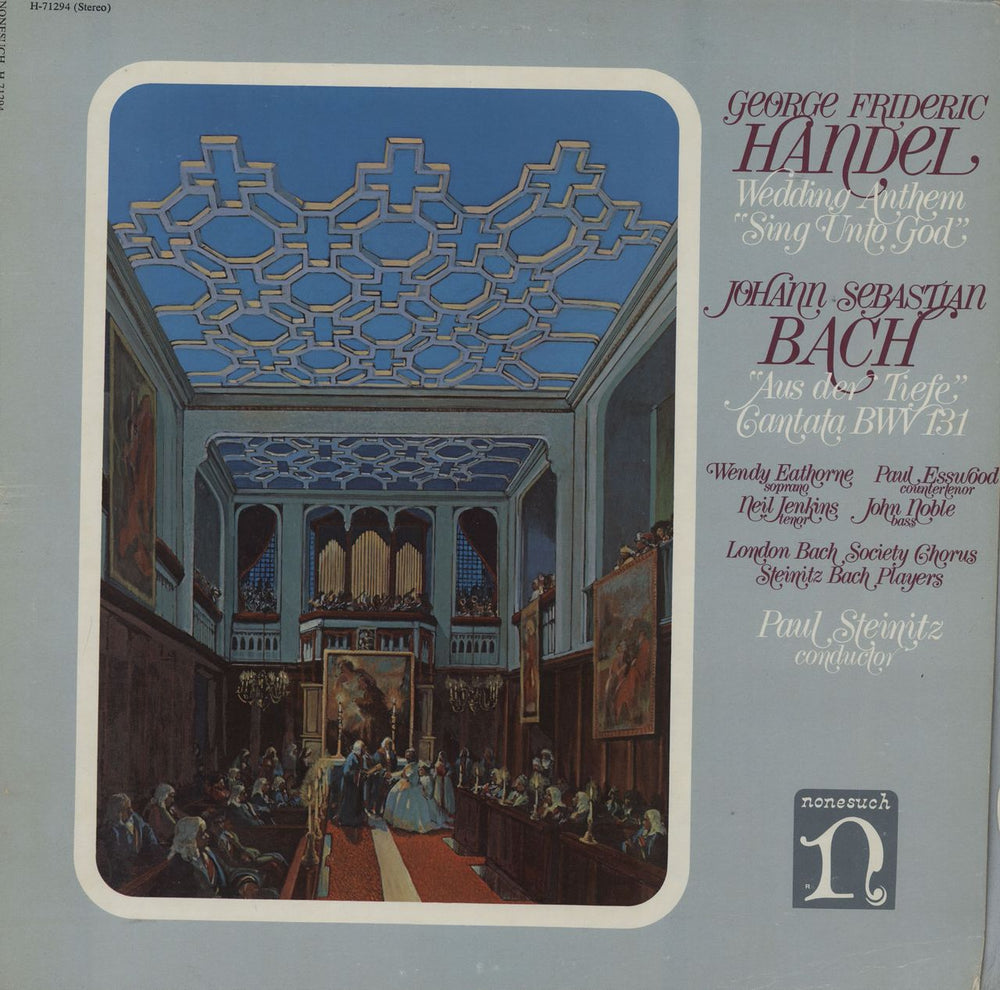 Steinitz Bach Players Handel: Wedding Anthem "Sing Unto God" / Bach: "Aus Der Tiefe" Cantata BWV 131 US vinyl LP album (LP record) H-71294