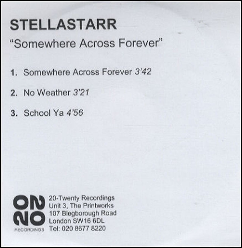 Stellastarr Somewhere Across Forever - 3 Tracks UK Promo CD-R acetate CD-R ACETATE