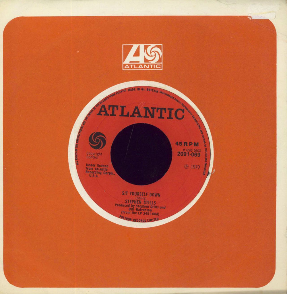 Stephen Stills Sit Yourself Down UK 7" vinyl single (7 inch record / 45) 2091-069