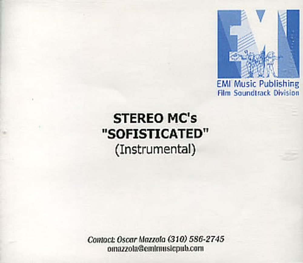 Stereo MCs Sofisticated - Instrumental US Promo CD-R acetate CDR ACETATE