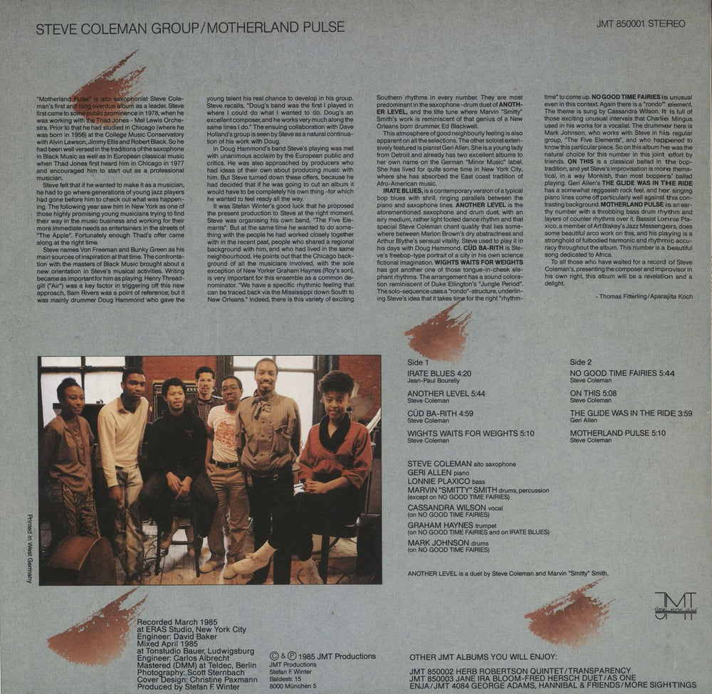 Steve Coleman Motherland Pulse German Promo vinyl LP album (LP record)