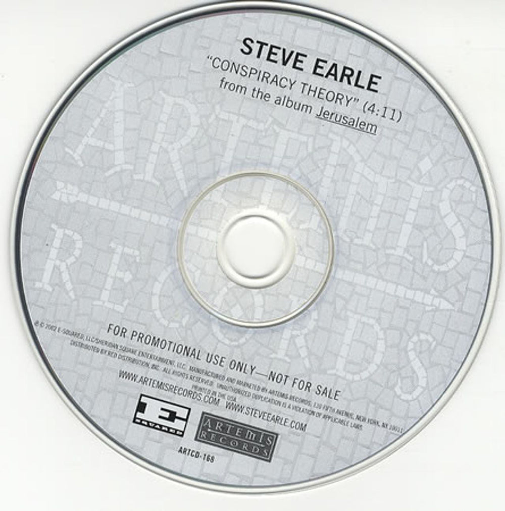 Steve Earle Conspiracy Theory US Promo CD single (CD5 / 5") ARTCD-168