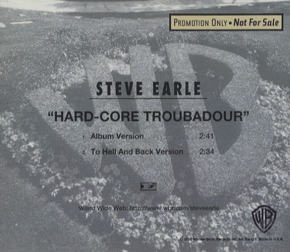 Steve Earle Hard-core Troubadour US Promo CD single (CD5 / 5") PRO-CD-8382