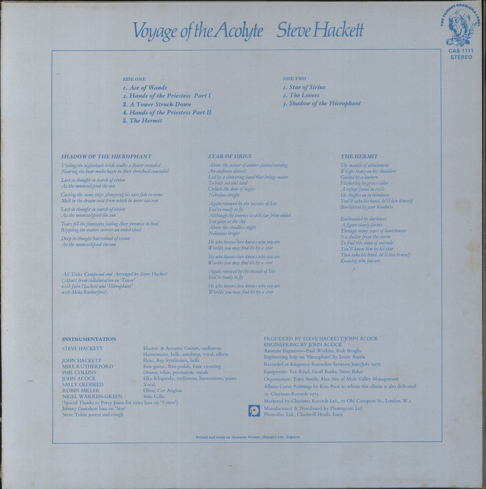 Steve Hackett Voyage Of The Acolyte - 2nd UK vinyl LP album (LP record)