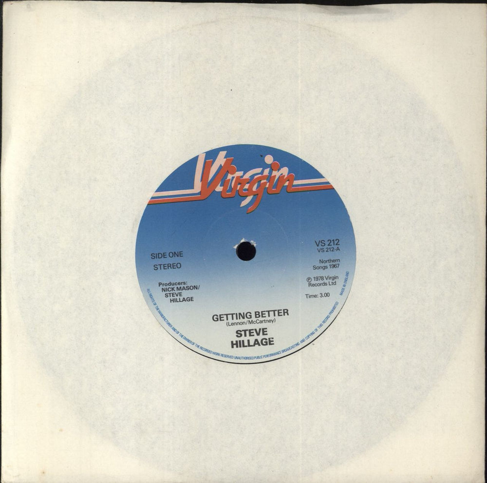 Steve Hillage Getting Better UK 7" vinyl single (7 inch record / 45) VS212