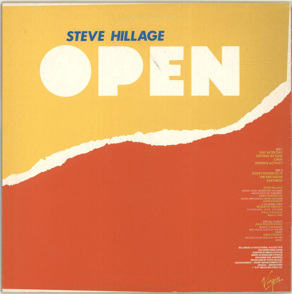 Steve Hillage Open UK vinyl LP album (LP record)