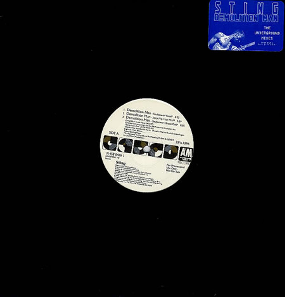 Sting Demolition Man - Underground Mixes US Promo 12" vinyl single (12 inch record / Maxi-single) 3145804651