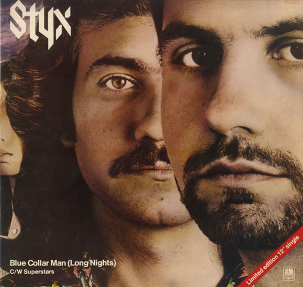 Styx Blue Collar Man (Long Nights) UK 12" vinyl single (12 inch record / Maxi-single) AMSP7388