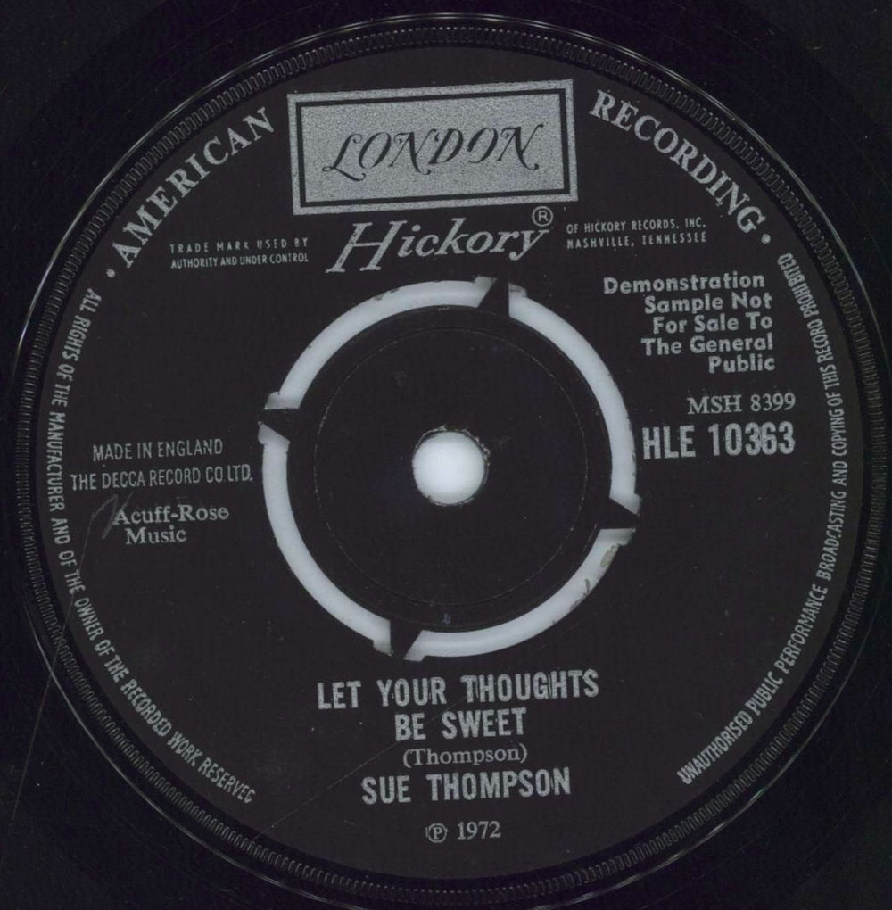 Sue Thompson What A Woman In Love Won't Do UK Promo 7" vinyl single (7 inch record / 45)