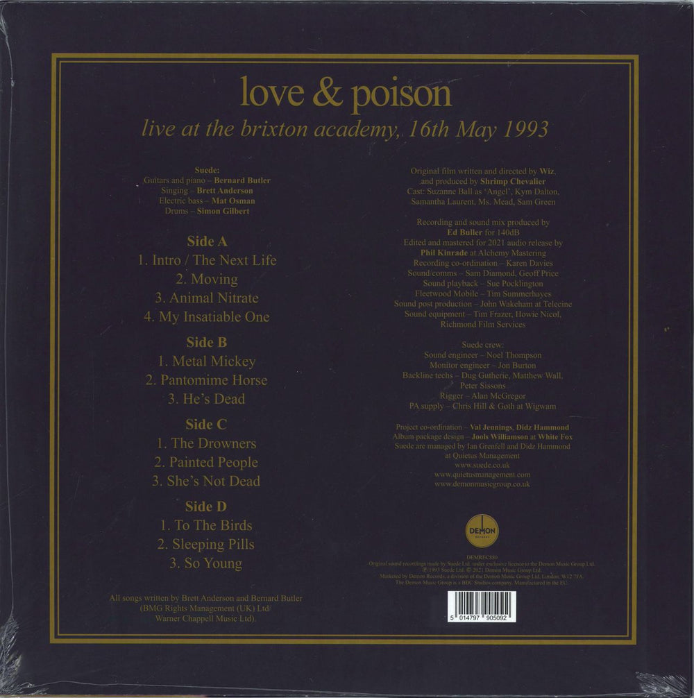 Suede Love & Poison (Live At The Brixton Academy, 16th May 1993) - Clear Vinyl - Sealed UK 2-LP vinyl record set (Double LP Album) 5014797905092