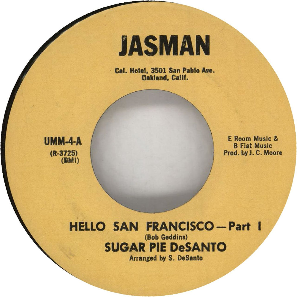 Sugar Pie DeSanto Hello San Francisco US 7" vinyl single (7 inch record / 45) UMM-4