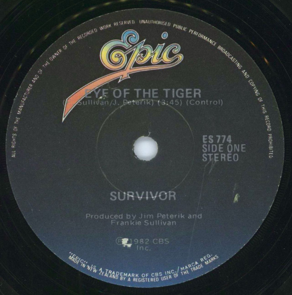 Survivor Eye Of The Tiger Australian 7" vinyl single (7 inch record / 45) ES774