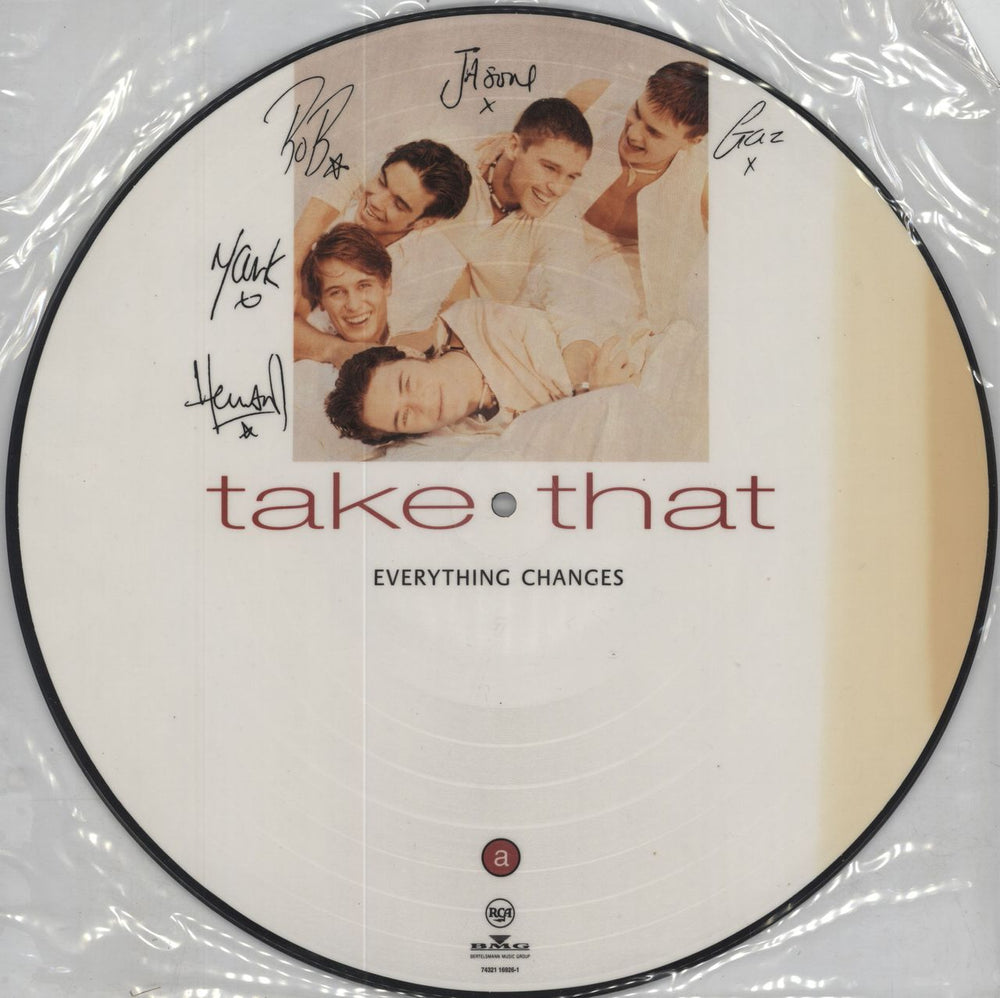 Take That Everything Changes - tea-stained UK picture disc LP (vinyl picture disc album) 7432116926-1