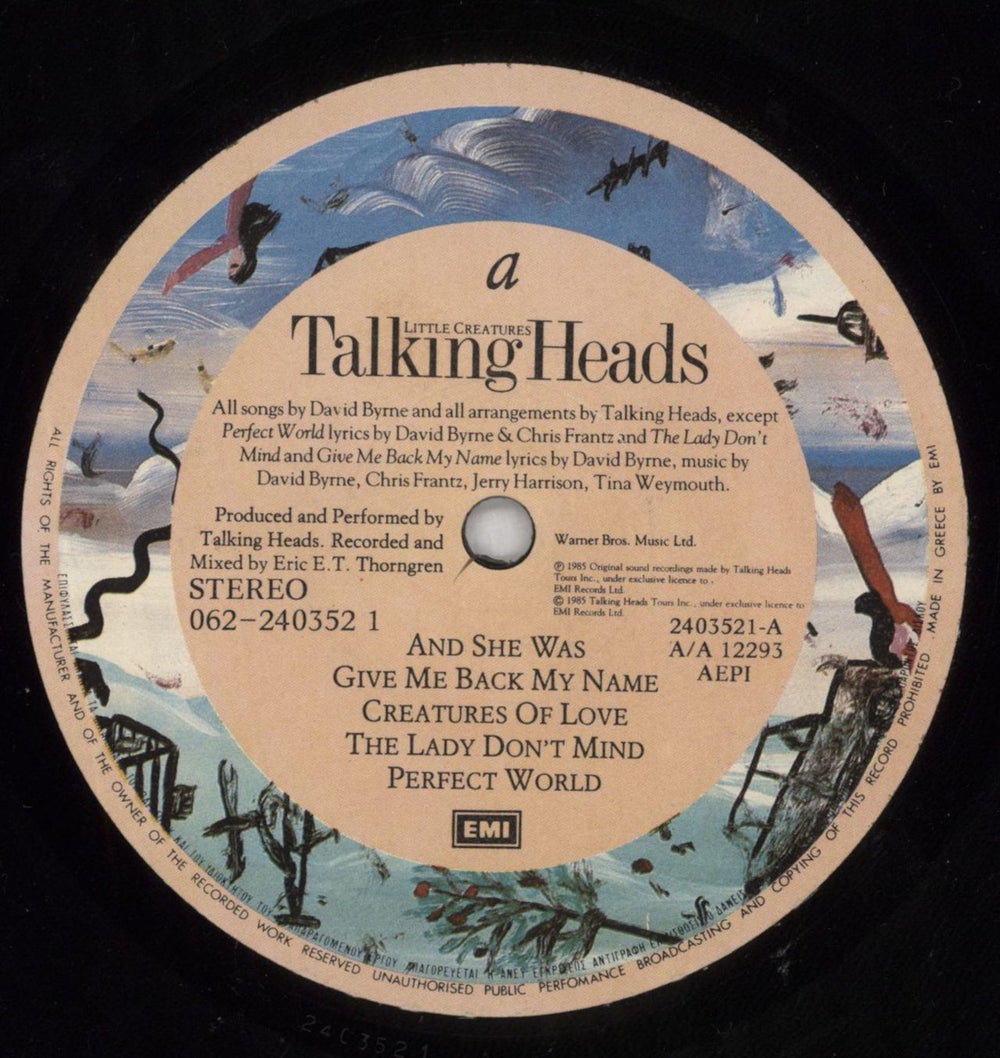 Talking Heads Little Creatures - Open Shrink Greek vinyl LP album (LP record) TALLPLI828329