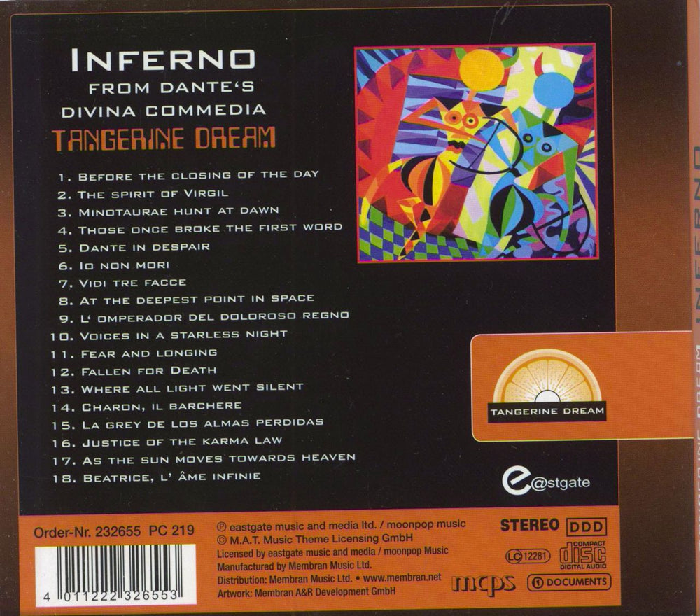 Tangerine Dream Inferno German CD album (CDLP) 4011222326553