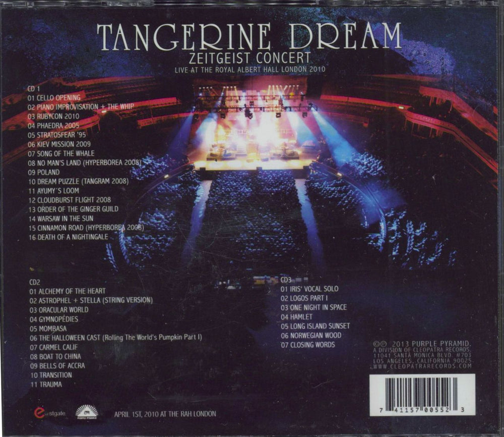 Tangerine Dream Zeitgeist Concert (Live At The Royal Albert Hall London 2010) UK 3-CD album set (Triple CD) 741157005523