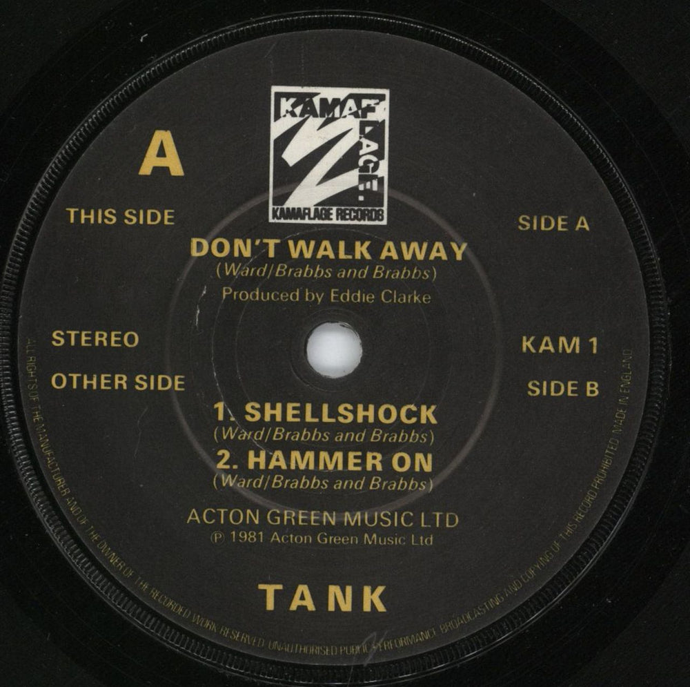 Tank Don't Walk Away - Picture Sleeve UK 7" vinyl single (7 inch record / 45) TNK07DO812016