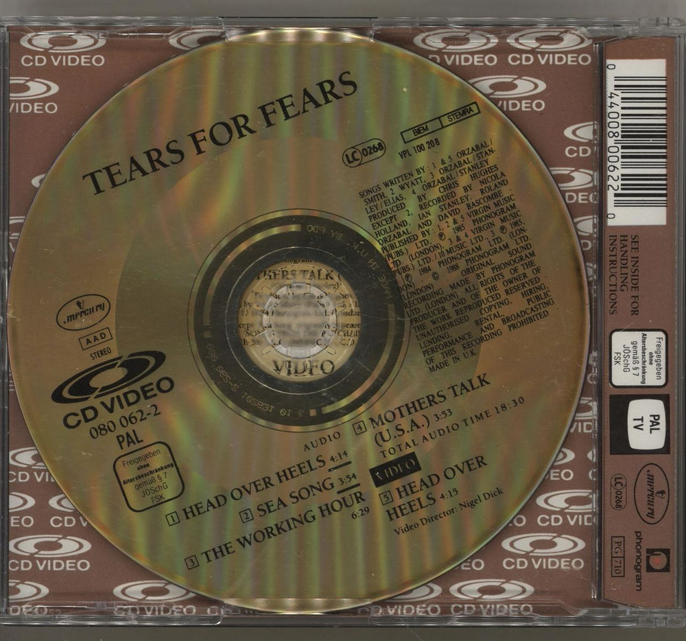 Tears For Fears Head Over Heels - CD Video UK CD single (CD5 / 5") TFFC5HE48136