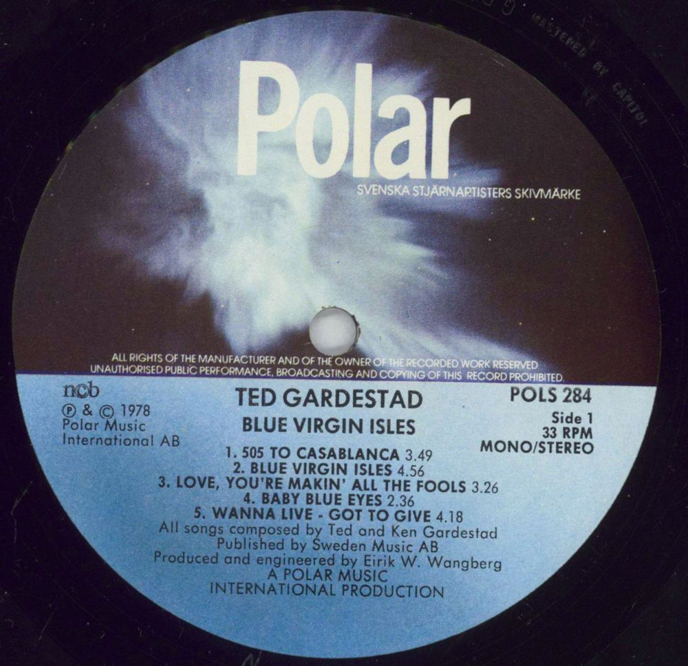 Ted Gardestad Blue Virgin Isles Swedish vinyl LP album (LP record) TQ0LPBL828262