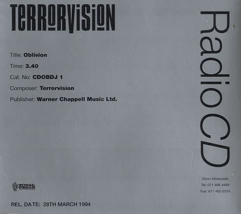 Terrorvision Oblivion UK Promo CD single (CD5 / 5") CDOBDJ1