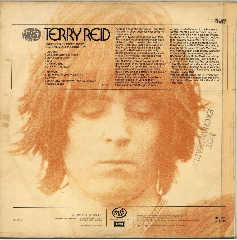 Terry Reid The Most Of Terry Reid UK vinyl LP album (LP record)