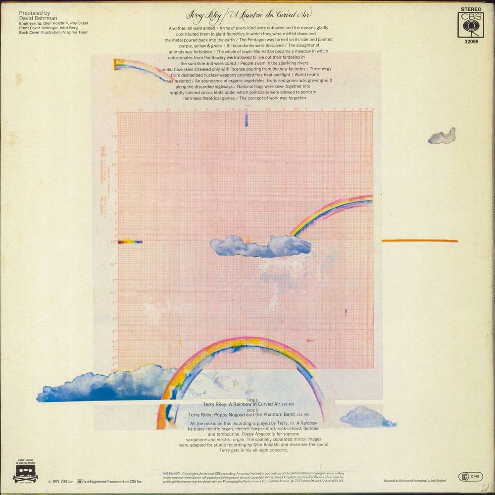 Terry Riley A Rainbow In Curved Air - graduated orange label UK vinyl LP album (LP record)