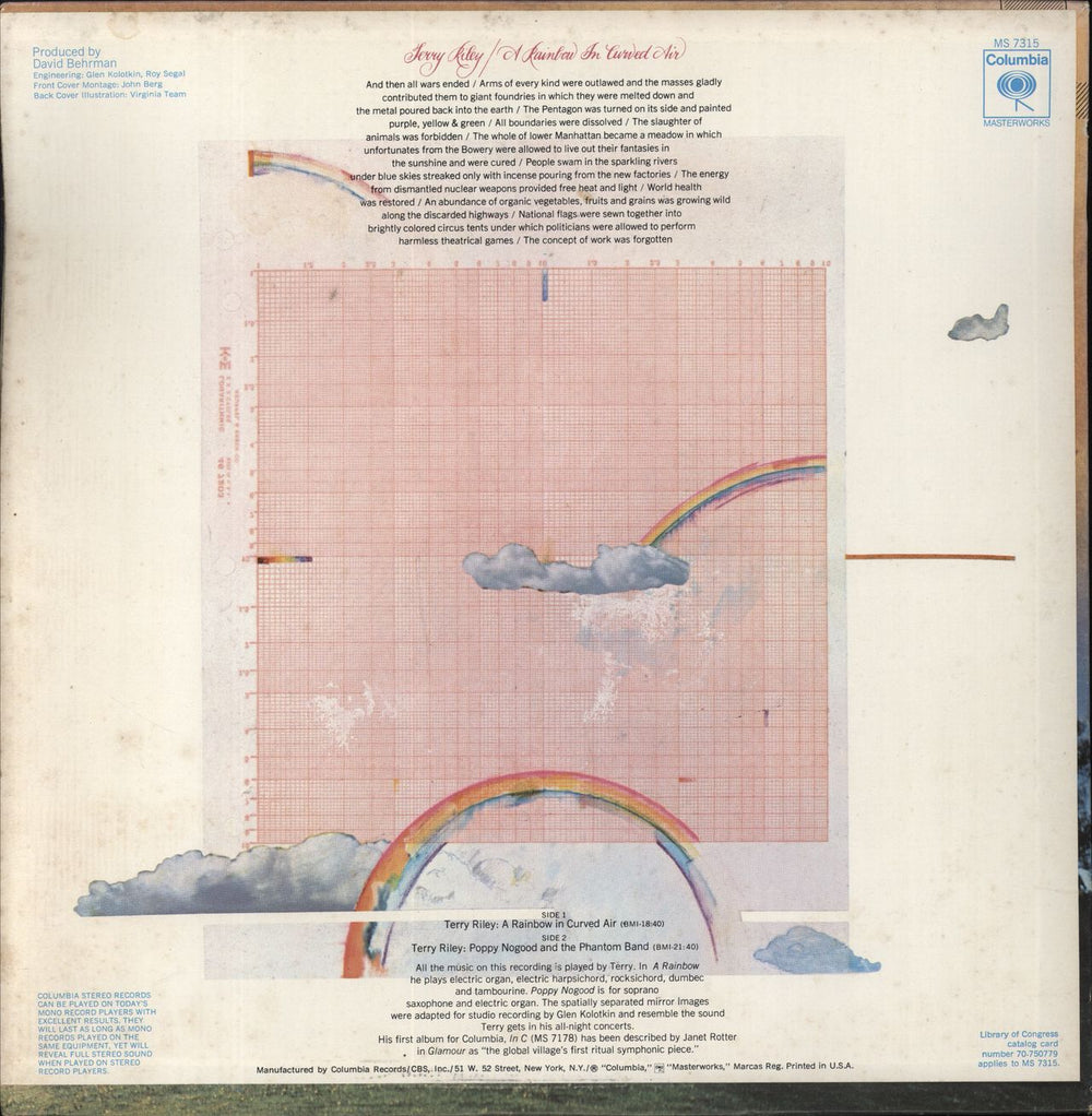 Terry Riley A Rainbow In Curved Air US vinyl LP album (LP record)