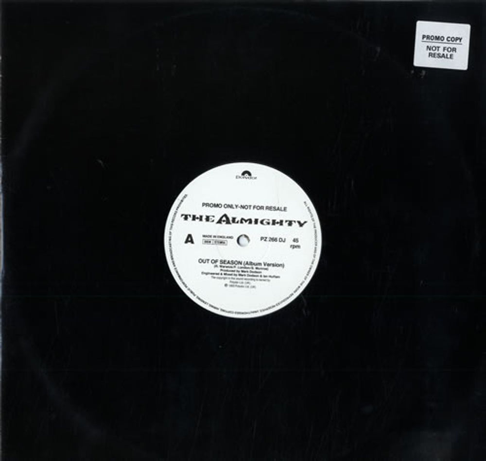 The Almighty Out Of Season UK Promo 12" vinyl single (12 inch record / Maxi-single) PZ266DJ