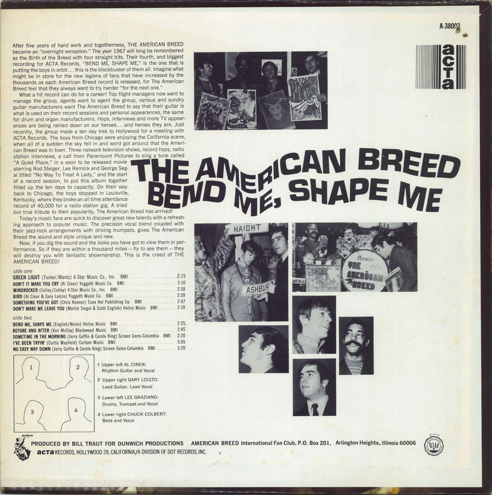 The American Breed Bend Me, Shape Me US vinyl LP album (LP record)