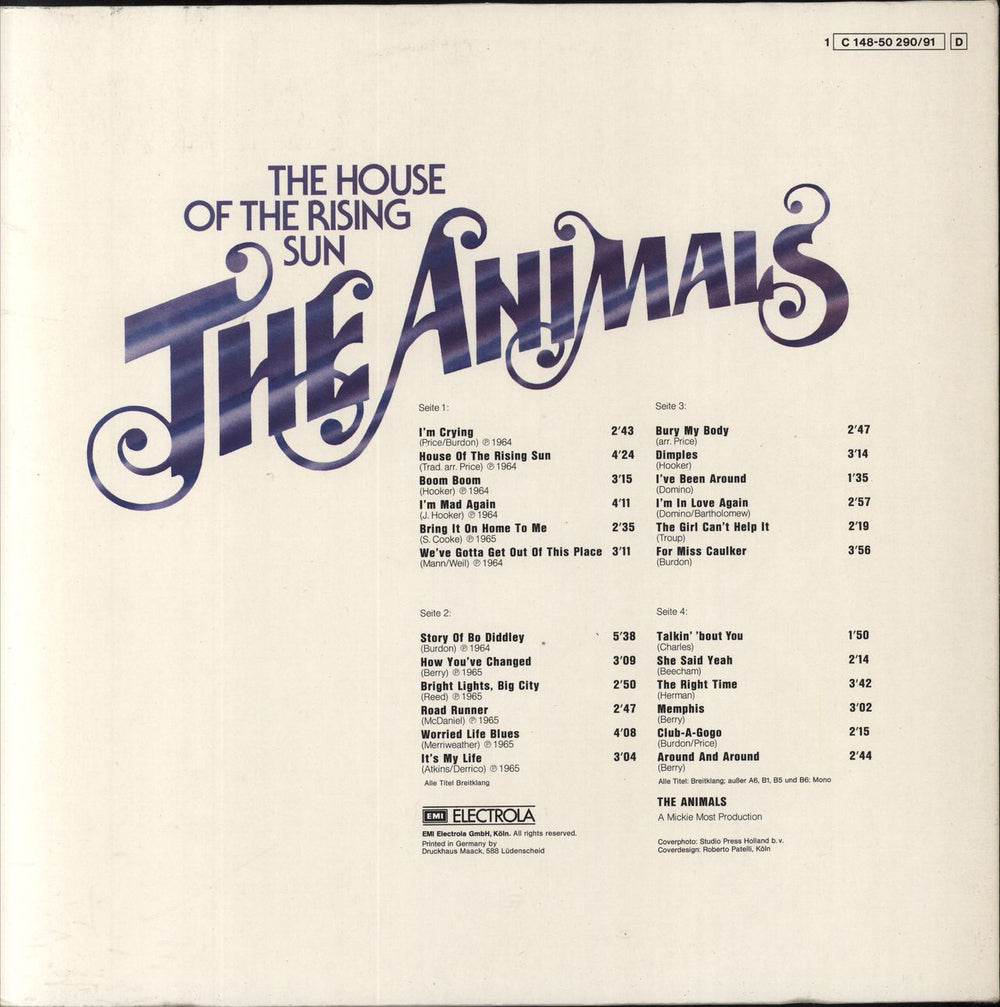 The Animals The House Of The Rising Son German 2-LP vinyl record set (Double LP Album)