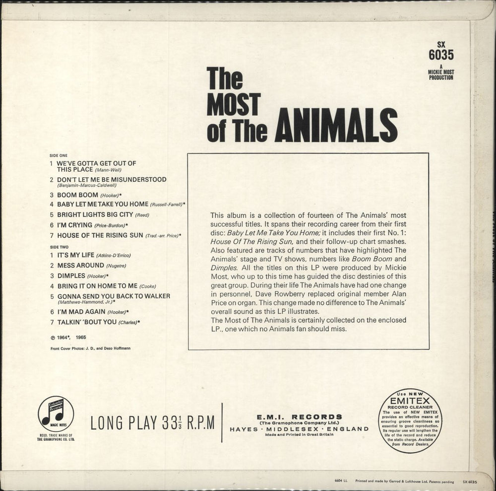 The Animals The Most Of The Animals - 1st UK vinyl LP album (LP record)