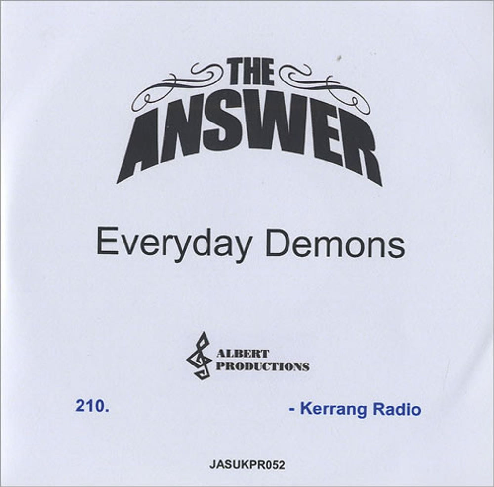 The Answer Everyday Demons UK Promo CD-R acetate CD-R ACETATE