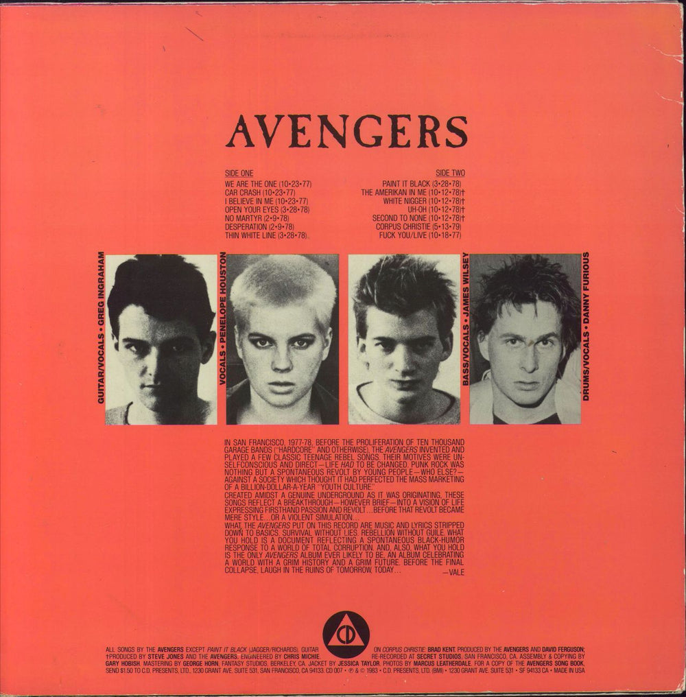 The Avengers Avengers US vinyl LP album (LP record)