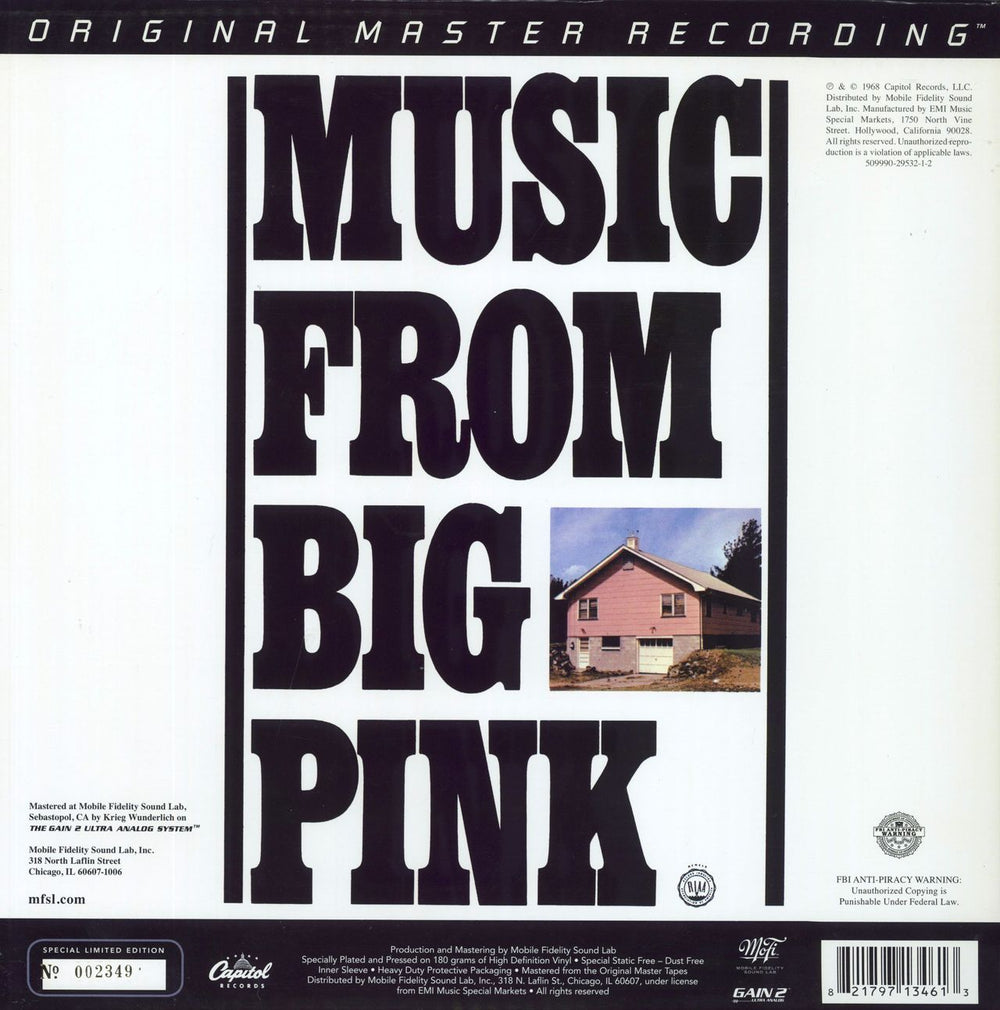 The Band Music From Big Pink US vinyl LP album (LP record) 821797134613