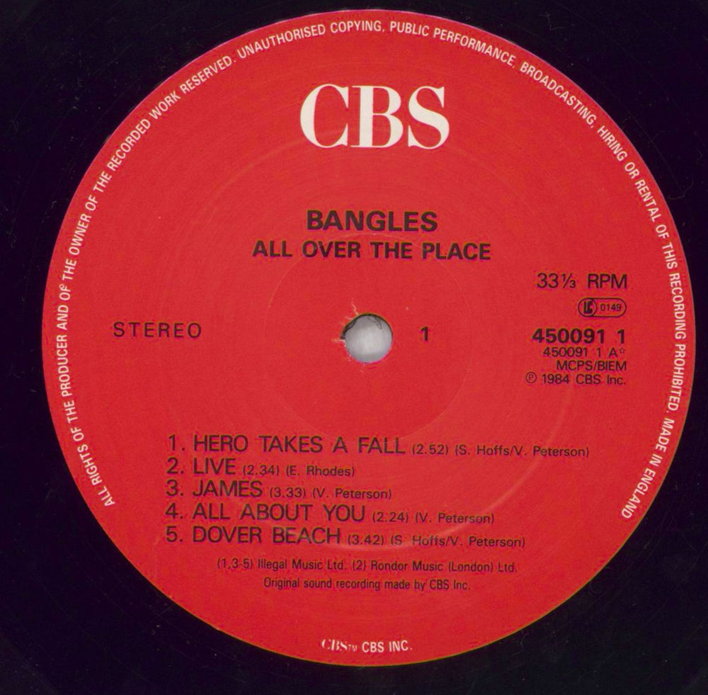 The Bangles All Over The Place - EX UK vinyl LP album (LP record) BGLLPAL825563