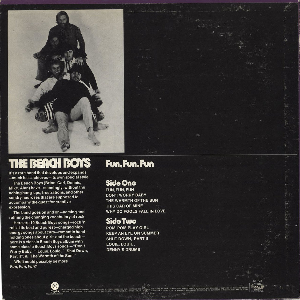 The Beach Boys Fun, Fun, Fun US vinyl LP album (LP record)