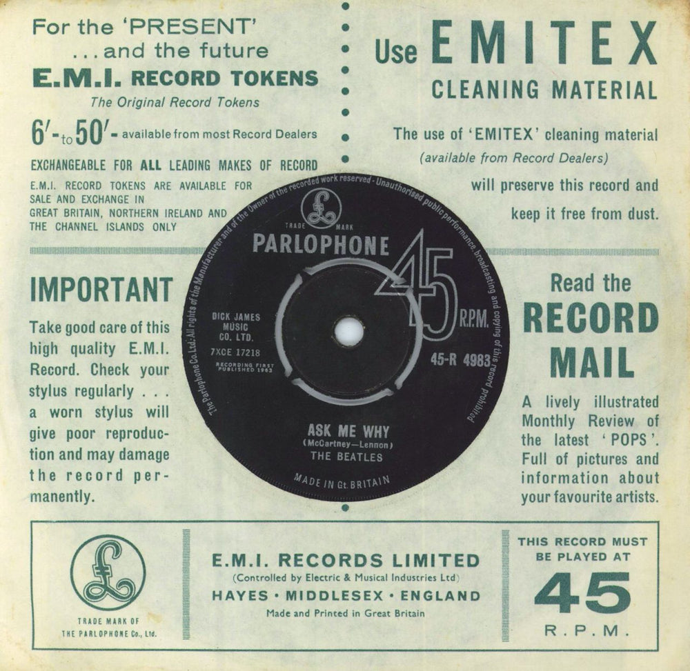 The Beatles Please Please Me - 2nd - EX UK 7" vinyl single (7 inch record / 45)