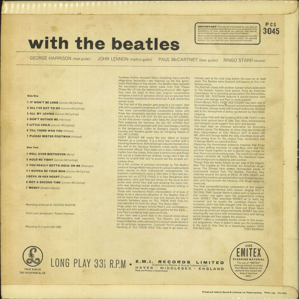 The Beatles With The Beatles - 2nd - VG UK vinyl LP album (LP record)