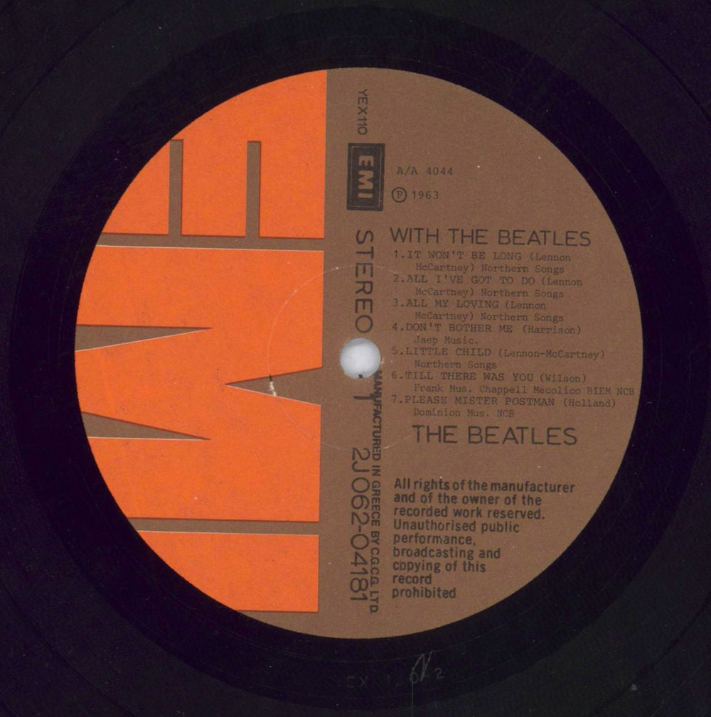 The Beatles With The Beatles Greek vinyl LP album (LP record)