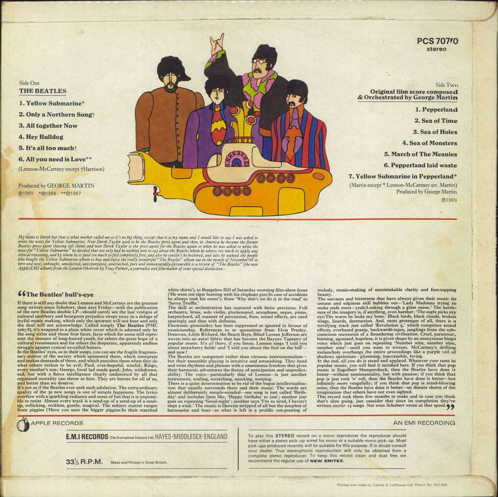 The Beatles Yellow Submarine - 2nd - VG UK vinyl LP album (LP record)