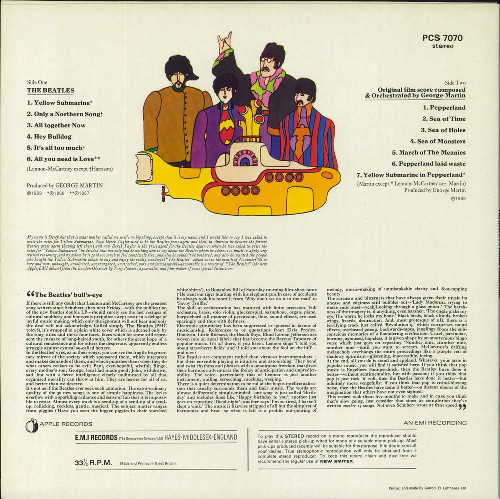 The Beatles Yellow Submarine UK vinyl LP album (LP record)